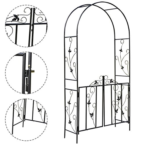 Rosenbogen Rankgitter Pergola Rankhilfe Torbogen Rosenhilfe Metall Tor Säule Gartentür Spalier Garten Standhöhe ca.214cm - 2