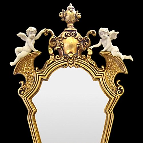 Engel Wandspiegel Gold 2 Putten Engel Barock Verzierung Vintage Retro Spiegel - 2