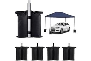 ADERTOS 5 Pack Gazebo Weights Bag 600D Sand Bags Tent Sandbags Industrial Sand Weight Bags Heavy Duty Gazebo Feet Sandbags Stand for Pop up Canopy Tent Parasols Canopies Shade (Black, Double-Stitched)