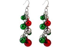 DesignerBox Christmas Jingle Bells Earrings, 1 Pair Christmas Earring Costume Jewelry Gift for Women Girls Cute Xmas Santa Claus Drop Dangle Chandelier Earrings Birthday Party (1 Pair Jingle Bells)