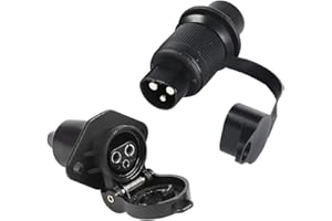 Eacalyc Enchufe de Remolque 3 Pines y Zócalo de Remolque 3 Pines 12V, Enchufe Eléctrico del Remolque Hembra 3 Polos zócalo Remolque Macho 3 Pines Impermeable para Agrícola, Camión, Tractor, Barco