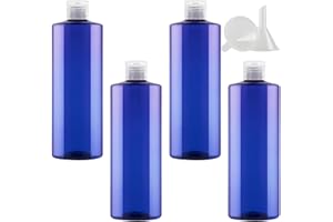 PQPAUTY 4 Stück, 500ml Blau Kunststoff Lotionen Flasche mit Flip Transparent Cap für Lotions Shampoos Körperwäschen