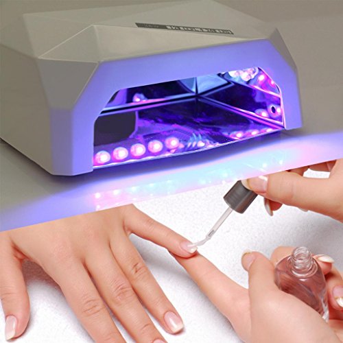 CoastaCloud 36W LED CCFL Nail Dryer Diamond Shaped Best Curing Lamp Machine with 10s 20s 30s timer for UV Gel Nail Polish White