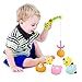 Produktbild Bad Angeln Spielzeug,Komake Badespielzeug Angelspiel Badewannenspielzeug Lernspiel für Baby Kinder mit einer Magnetischen Angelrute, 6 Meer Cartoon Tiere Wasserspielzeug und einer Mesh-Tasche für die Lagerung