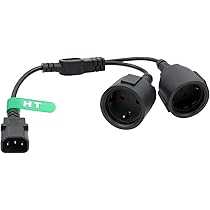 Stroomkabel Y-splitter UPS PDU C14 naar C13 Euro Y-splitter-stroomkabel IEC 14-stekker naar IEC 13-bus en Euro CEE7/16-bus 250V 10A 30cm verlengkabel voor PC monitor voedingen