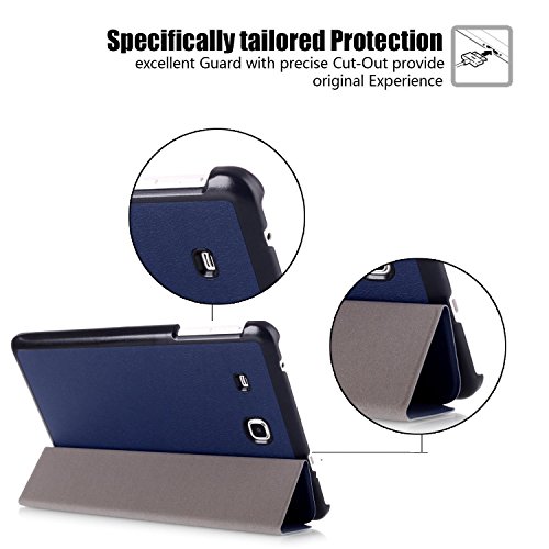 tinxi® Für Samsung Galaxy Tab A 7,0 Case, Kunstleder Tasche für Samsung Galaxy Tab A 7,0 T280 7 zoll (17,78 cm) Tasche Folio Tablet cover Flip Case Schutz hülle mit Standfunktion Sleep-Wakeup Funktion, dunkelblau - 3