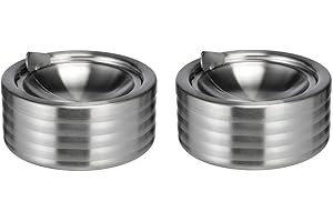 Bambelaa! Posacenere antivento, richiudibile, in acciaio inox, dall’aspetto elegante, Acciaio INOX, argento, 2 pezzi