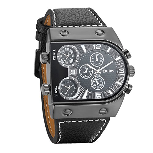 Avaner Orologio da Polso da Uomo Orologio Militari Quadrante Grande Cinturino in PU Cuoio 3 Colori