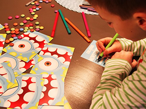 12 Lustige Einladungskarten im Set für Kindergeburtstag Party mit Monster für Jungen Mädchen Kinder Top Geburtstagseinladungen Karten Monsterparty Einladung farbenfroh Alien witzig - 4