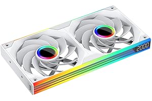 Jungle Leopard STARLINK Single Frame Ventilatore Unità con Velocità Visualizzazione, All-in-One Progettazione,con 1/2/3 x 120mm 2300RPM/66.6CFM/2.77mmH2O ARGB PWM Ventilatore (2, WH Reverse Flow, INF)