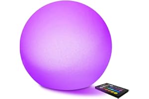 Mr.Go 35cm LED Boule Lumineuse Jardin, Étanche Boule Lampe Extérieur Décorative Boule Lumière avec 16 Couleurs, Rgb Couleur Changement et Télécommande, Veilleuse Rechargeable pour l'éclairage Maison