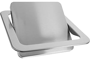 Alipis Trash Can Top Bins, Stainless Steel Recessed Built-In Swing Flip Trash Can Lid, Square Bin Lid Replacement for Kitchen Countertop Bathroom Table, 9.00x9.00in
