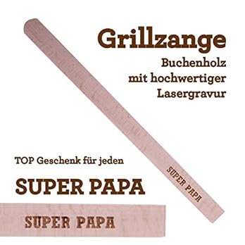 Grillzange Aus Holz Mit Hochwertiger Gravur Super Papa