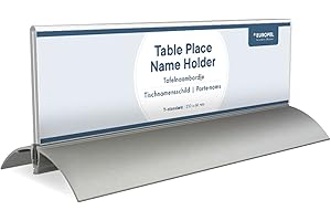 EUROPEL Porte noms de table, 61x210mm, Profilé Aluminium, acrylique transparent, 350087