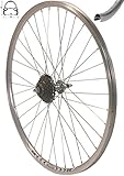 Farbe: silber Exal Redondo 28 Zoll Laufrad Hinterrad inkl. 7 Fach Shimano Schraubkranz Felge Alu Rad Fahrrad
