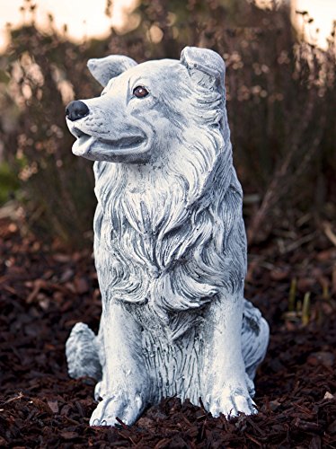 Steinfigur Hund Collie, Frost- und wetterfest bis -30°C, massiver Steinguss