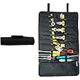 ZIBUYU® Tools Bag 22 Pockets Tool Bag for Technician Electrician, Black Roll Up Storage Pouch, Waterproof Oxford Fabric Portable Screwdriver Spanner Tool Wrap Roll Organizer with Lift Handle
