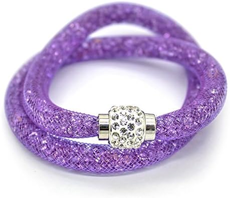 Mesh look bracelet double row with glitter-crystals and Shamballa balls Trend Jewelry fashion jewelry in the color Purple of the brand MyBeautyworld24
