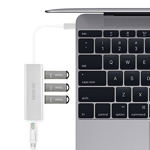 Mokin usb-c zu 3-Port-USB 3.0 Hub mit Ethernet Adapter für USB C der U89 Thunderbolt 3 Laptop auch für neue MacBook, Dell XPS 13, HP Spectre x2 und mehr - 4