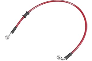 Motoforti Universal 60cm 23.62" Motorcycle Brake Clutch Oil Hose Line Pipe Hydraulic Reinforced Stainless Steel Braided Red
