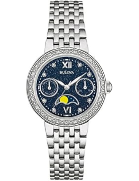 Bulova Womans Diamond Gallery Moonphase Edelstahl Armband 96W210