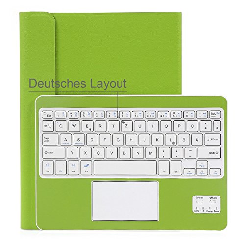 Bluethooth Tastatur, QWERTZ Deutsche Tastatur mit Touchpad, CoastaCloud Deutsch Bluetooth Tastatur Hülle mit Touchpad universal Für alle Windows / Android OS Tablet PC / Galaxy Tabs und Mobil mit 9-10.6 Zoll (Geeignete Tablettengröße : Min 15x24cm Max18x26cm)Grün - 2