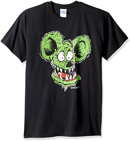 TLine Men's Ratfink Rat Face Graphic T-Shirt, Black, XX-Large