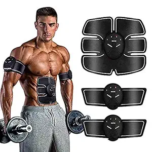 AADCART Wireless Abdominal and Muscle Exerciser Training Device Body Massager/6 Pack Abs Stimulator Charging Battery/Mart Fitness Abs Maker (Black)