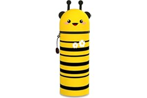 DGTSYAL 2-in-1 Silikon Federmäppchen - Biene, Kawaii, mäppchen, Stand Up, Tier Stifthalter, Stifte Mäppchen, Stifthalter Bleistifttasche, Stiftetasche Buntstifte Marker Mädchen Junge