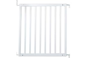 Safetots Simply Secure Wooden Gate, 72cm - 79cm, White, Wooden Stair Gate, Screw Fit Baby Gate, Stylish and Practical Safety Barrier