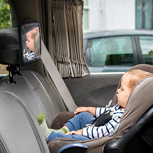Amzdeal Baby Spiegel fürs Auto Easy View – Rückspiegel für Babyschalen im Auto (300 x 190 mm) in schwarz - 5
