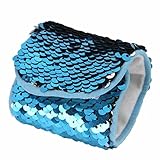 Coolster Armreif Doppelte Farbe Reversible Pailletten & Samt Futter Wristlet (Blau)