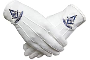 ATSKNSK Gants franc-maçons maçonniques en coton, blanc, 23 x 8 cm