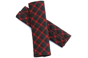 BEISDIRECT Weiches Auto-Sicherheitsgurt-Abdeckungs-Set, 2er-Pack Gurtpolster, universelle Auto-Sicherheitsgurt-Abdeckungen, Kissen-Schulterpolster für Kinder und Erwachsene (Rot Schwarz)