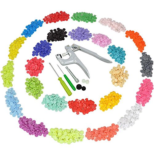 Yahee 350 Set T5 SNAPS Druckknopf Zange Druckknöpfe 25 Farben Nähfrei Buttons - 6