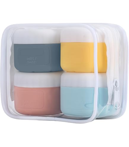 Lot De 4 Pots De Voyage En Silicone Quiodok 50ml - Multicolores Anti-Fuite - Pour Crème/Shampooing