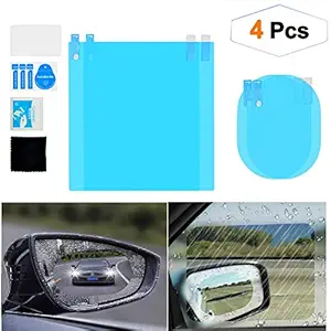 CarFrill Car Rearview Mirror Film, HD Anti-Fog Rainproof Waterproof Window Clear Sticker (4pcs)