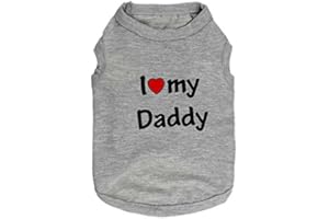 DroolingDog Small Dog Clothes Pet T-Shirt I Love My Daddy Puppy Apparel for Small Dogs, XS, Grey