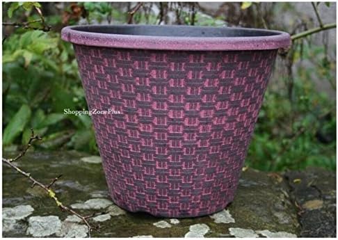 SET OF 2 X LARGE WICKER PLANTER POTS INDOOR OUTDOOR GARDEN PATIO FLOWER HERB POT