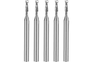 UXCELL sourcingmap Lot de 5 fraises en carbure CNC à 2 cannelures pour acrylique, PVC, MDF et bois 1/8" Tige 2 mm x 8 mm