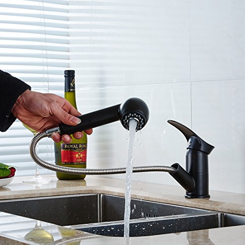 Fapully Küchenarmatur Küche Wasserhahn Ausziehbar Messing Schwenkbar Spültischarmatur Chrom Schwarz