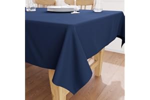 ENCASA XO Encasa Tovaglia Dimensioni 140x230 cm | Tessuto in tela di cotone | Tinta unita Scotch Blue intenso | Tovaglia da pranzo per decorazione - Lavabile in lavatrice