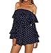 Produktbild Tomatoa Damen Sommer Jumpsuit Elegant Schulterfrei Overall Playsuit Mode Trägerlos Overall Spielanzug Elegant Off Shoulder Langarm Playsuit Overall (Marine, S)