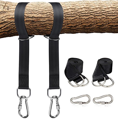 Harddo Tree Swing Hanging Straps Kit, 5FT Hammocks Straps Ropes with Safety Lock Carabiner, Holds to 2000lbs, Perfect For Swings,Carry Pouch Easy Fast Installation (2Pack-Black)