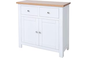 AERATI OAK Sideboard Furniture Farrow Cabinet Cupboard Small Sideboard - 2 Door 2 Drawer Lacquered Buffets White