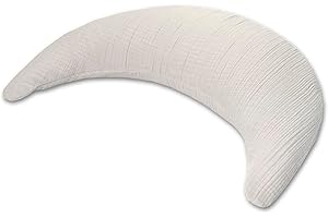 ‎THERALINE Theraline Musselinmond inkl. Bezug aus 100% Baumwolle, Stillkissen, Bauchstützkissen, Kuschelkissen, Reisekissen (Sandbeige)