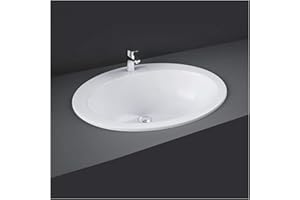 INBAGNO Lavabo Bagno Incasso soprapiano 63,5 x 53,5 cm, Design Slim Ovale in Ceramica Bianca Lucida con predisposizione per Rubinetto 3 Fori