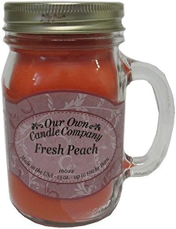 FRESH PEACH Scented 13 Ounce Mason Jar Candle - Our Own Candle Company (100hrs Burn Time)