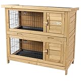 Clapier EMMA à 2 étages - 92x45x81 cm - Cage pour les petits animaux, pour l'utilisation en plein air. La cage résistante aux intempéries et à deux étages, pour 2 lapins - Cage à lapin TIMBO