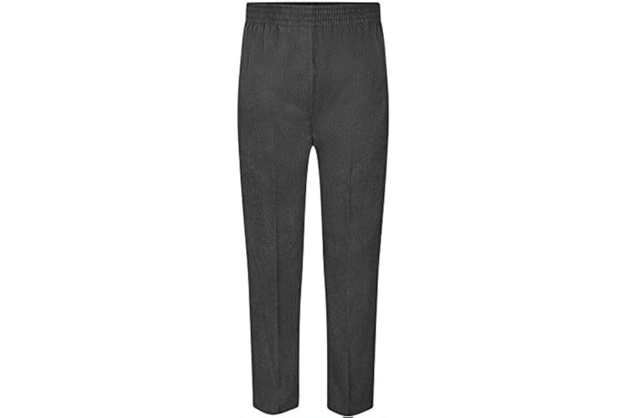 L S U Boys All Around Full Elasticated School Pull UP Trousers~Grey/Black~2/3 to 13/14